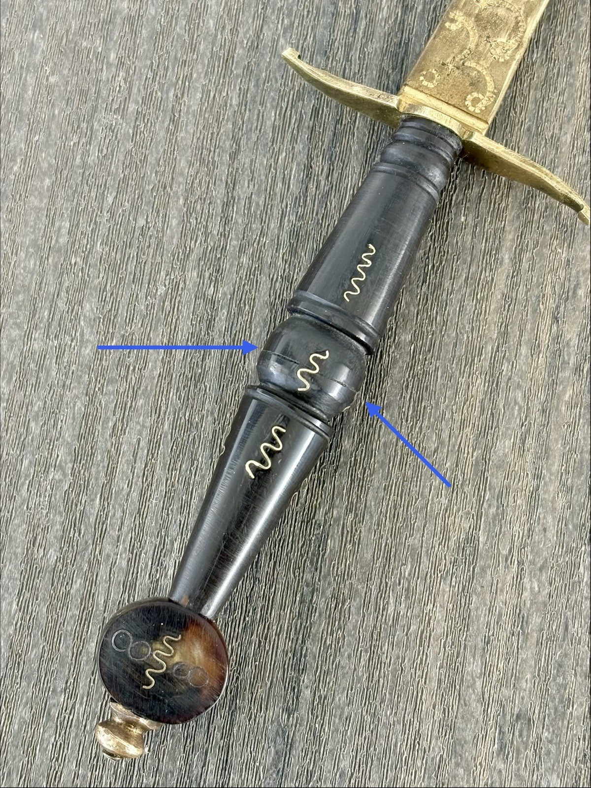 Vintage Luzon Philippine Dagger Engraved Brass Blade Scabbard Tourist Souvenir