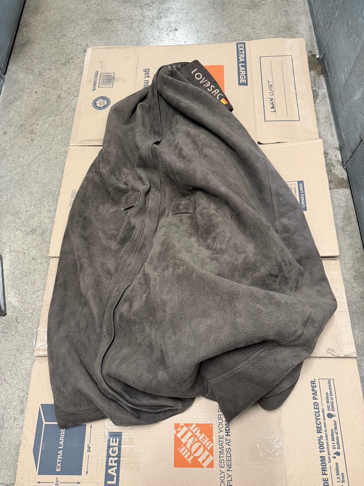 Lovesac Supersac Cover Super Soft Bean Bag Brown Lounge Chair COVER ONLY