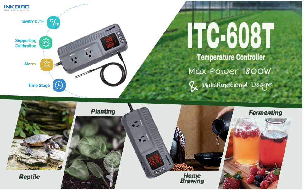 1800W Temperature Controller Humidity Control ITC-608T Seed Germination Brewing