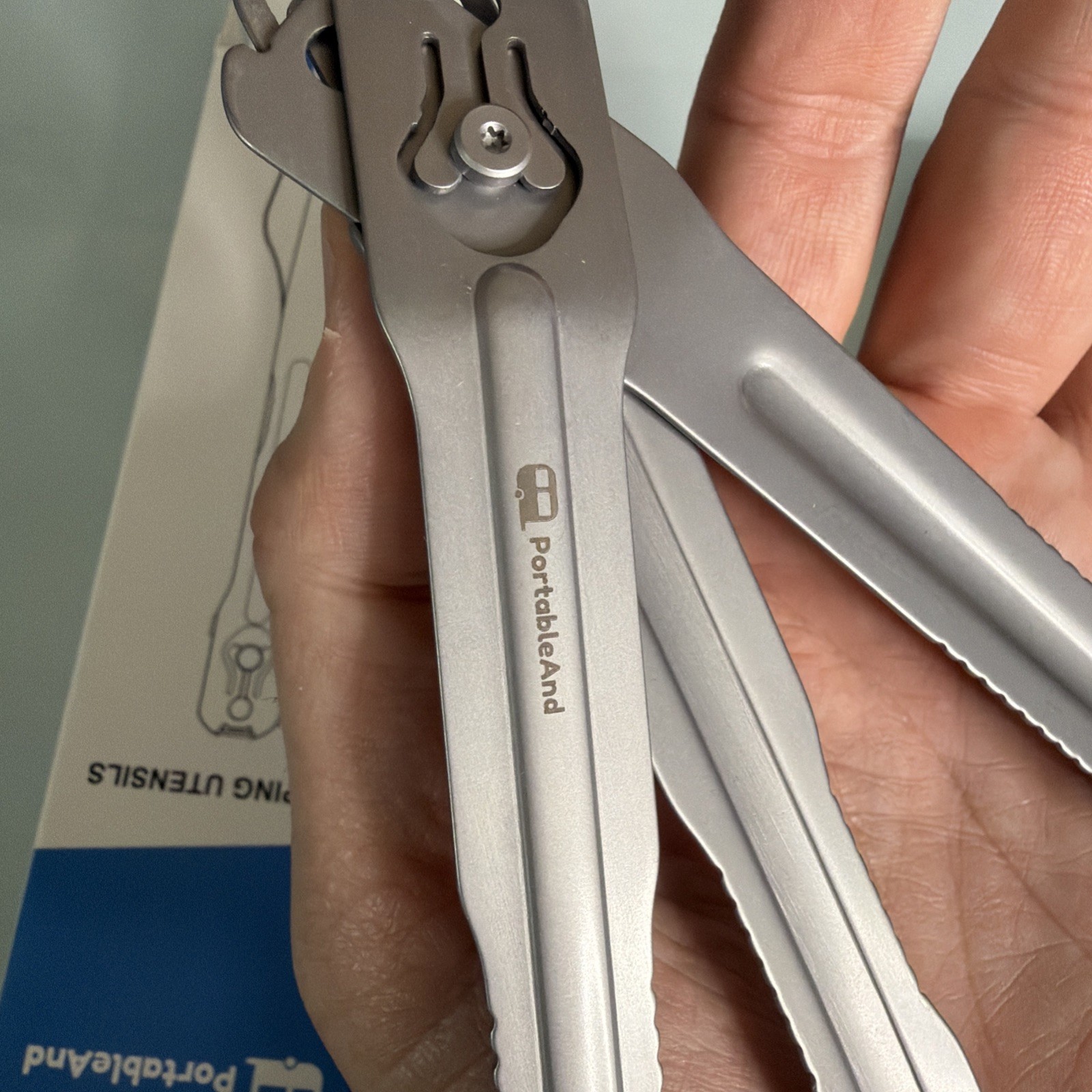 4in1 Camping Utensil Set Spoon Spork Knife Tongs Stainless Steel Multi Tool For