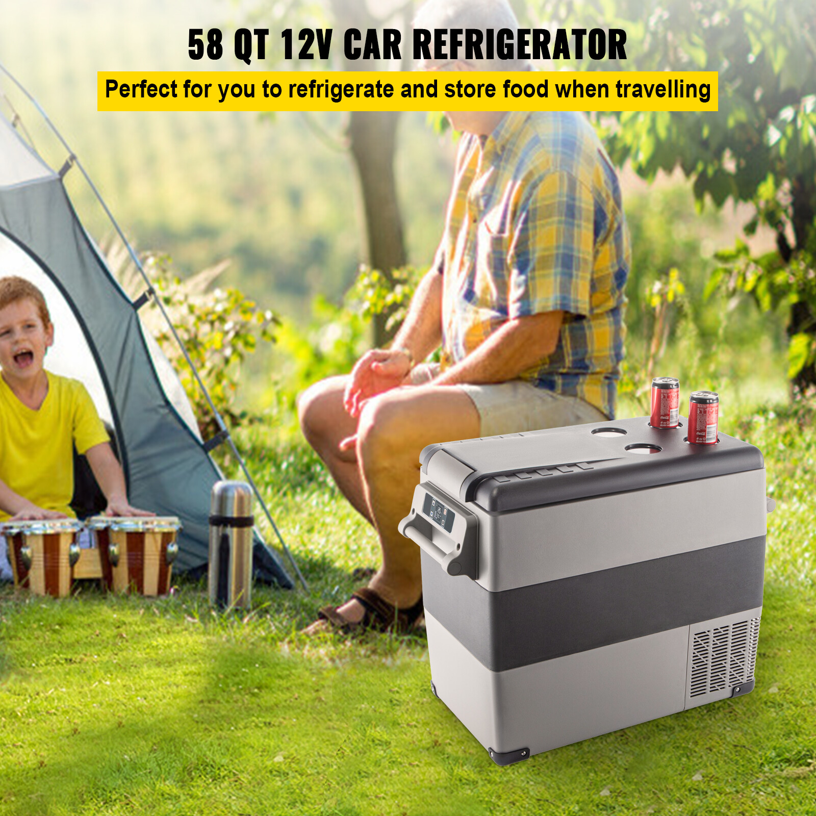 VEVOR 55L Portable Car Refrigerator 58 Quart Compact RV Mini Electric Freezer