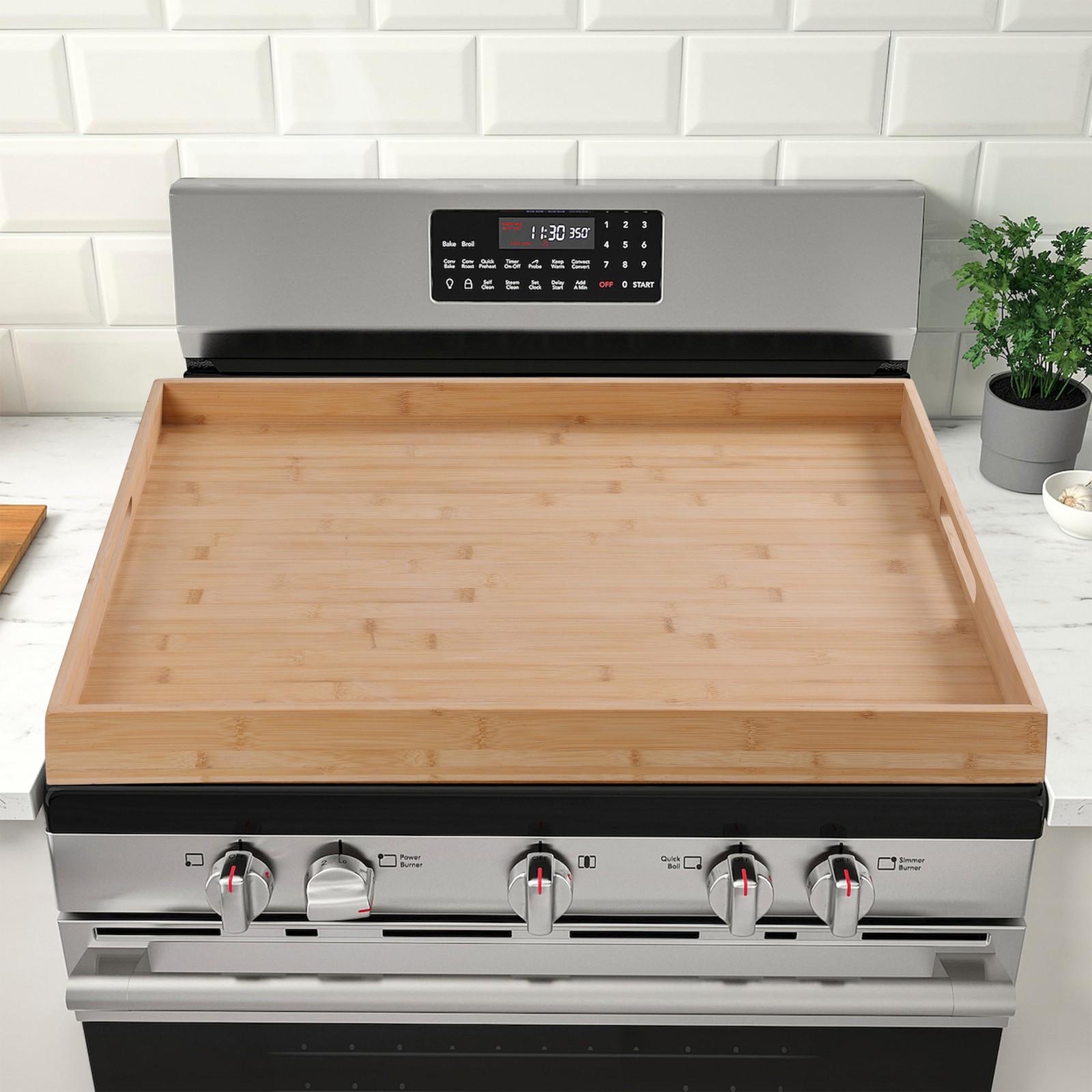 30"x22" Stove Top Cover Wooden Noodle Board with Handles for Gas Electric Stove