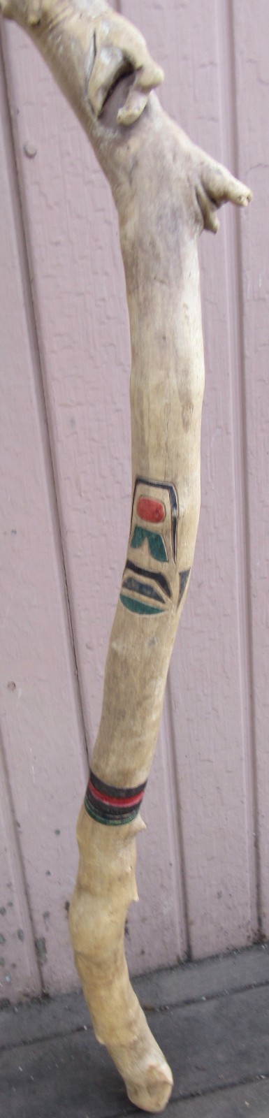 Northwest Coast Hand Carved SHAMAN Totem Walking Talking Stick Cane Pole STAFF