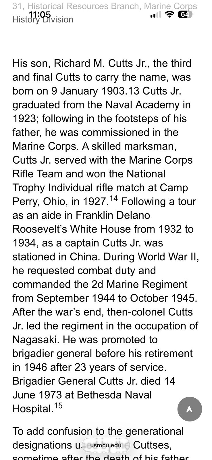 Post WW1 USMC Rare General Lejeune Headquarters Bulletin Document 1926