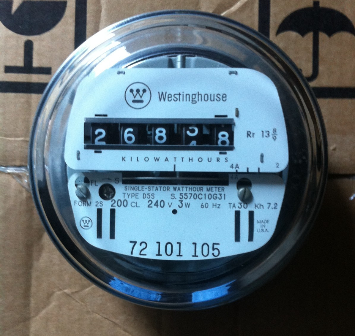 WESTINGHOUSE, WATTHOUR METER (KWH), TYPE D4/D5, ANALOG, EZ READ, 3W, 240V, 200A
