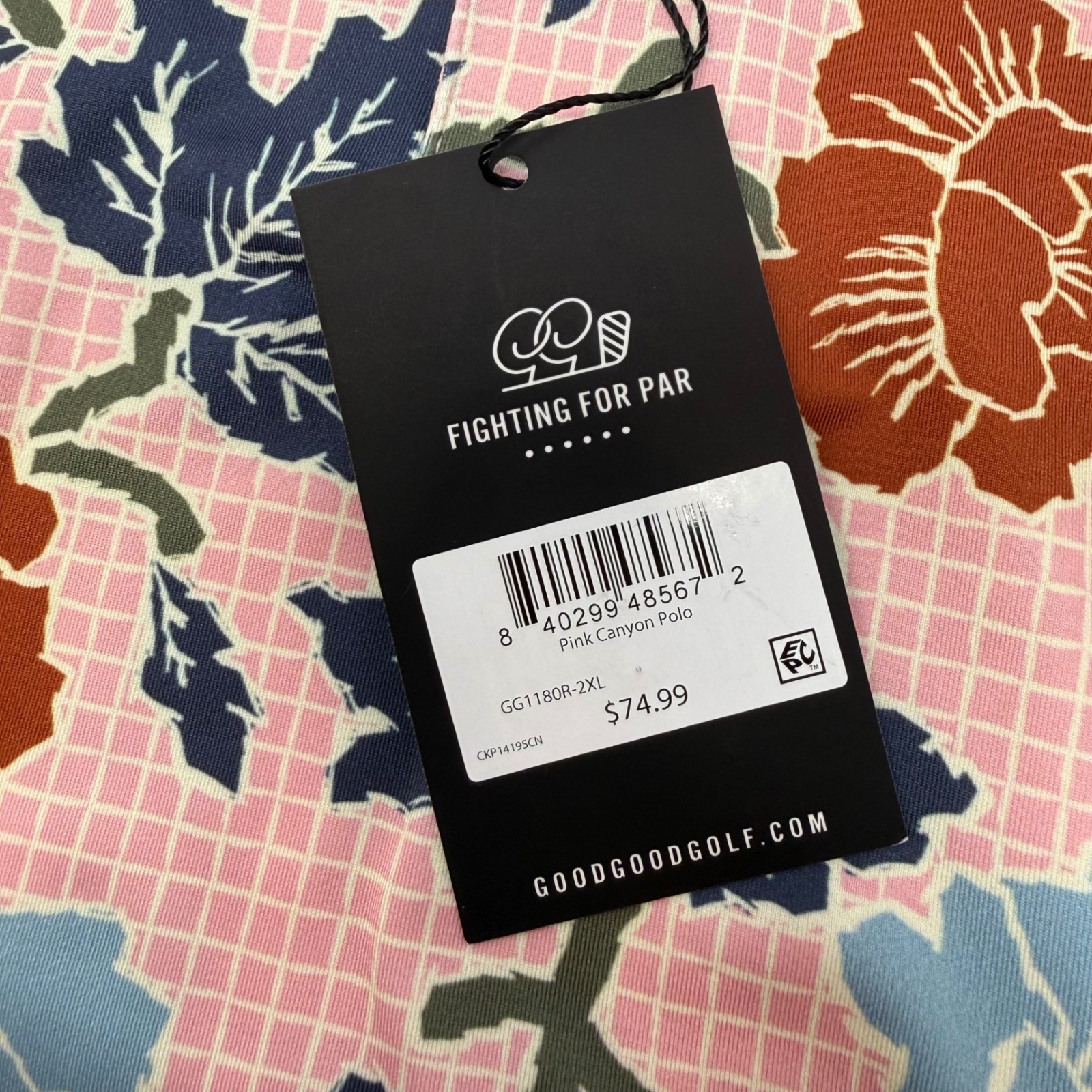 Good Good Golf Pink Canyon Polo Shirt Mens 2XL Floral Print Short Sleeve NEW