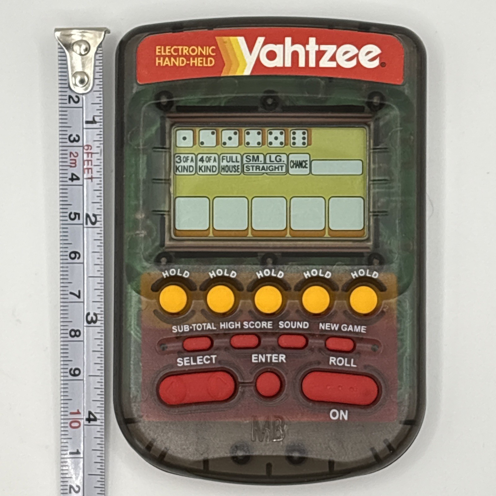 1995 Electronic Handheld Yahtzee Game Clear Smoke MB Milton Bradley 4511 TESTED