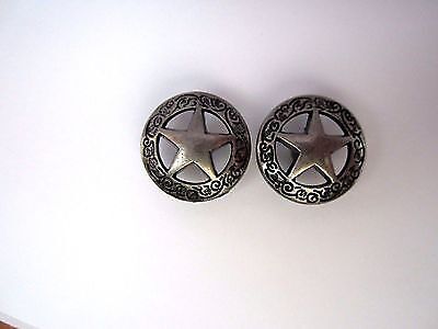 5/8th inch Texas Ranger Badge Star Concho Brushed Antique Silver Medallions