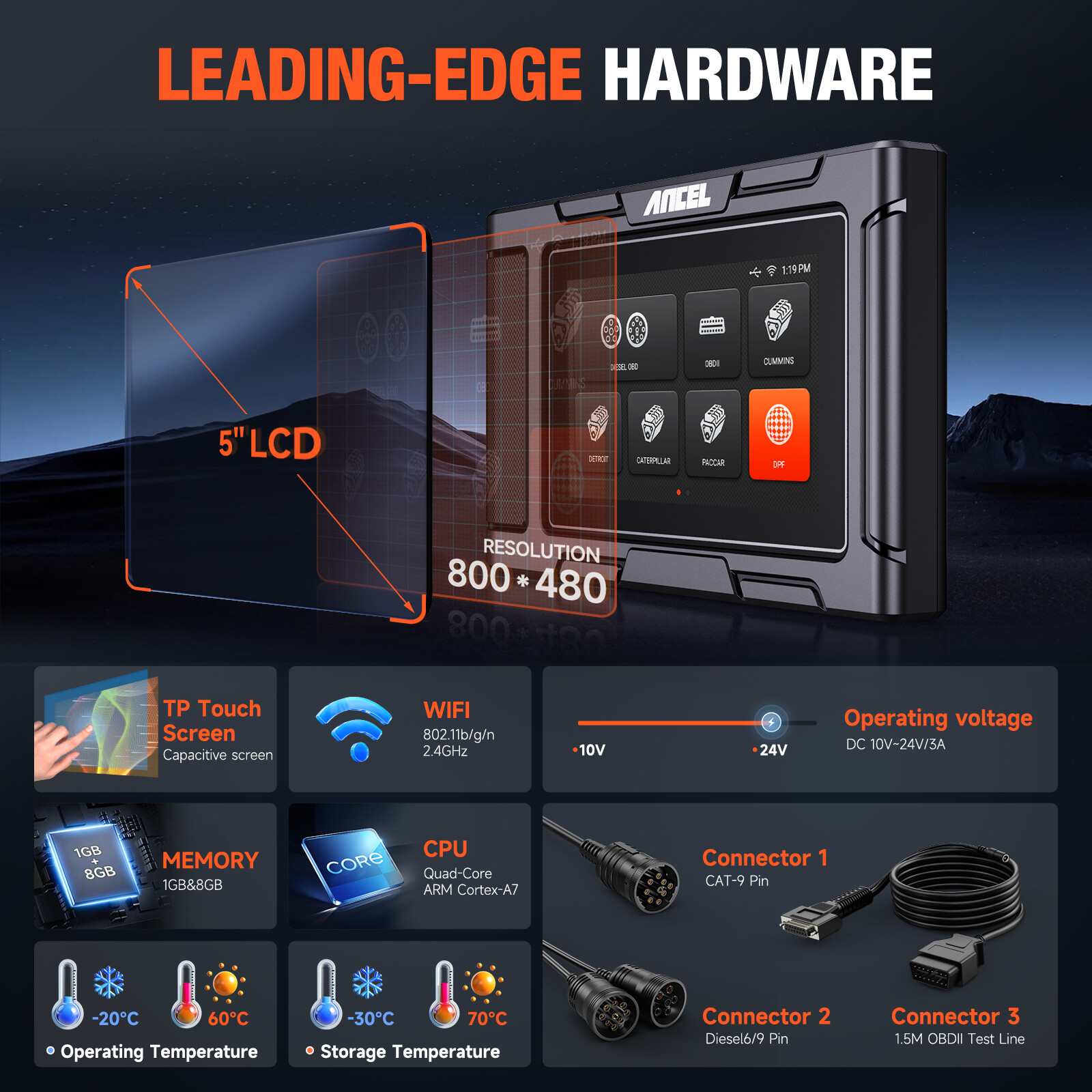 ANCEL Heavy Duty Truck Scanner DPF Regen for Freightliner Kenworth International