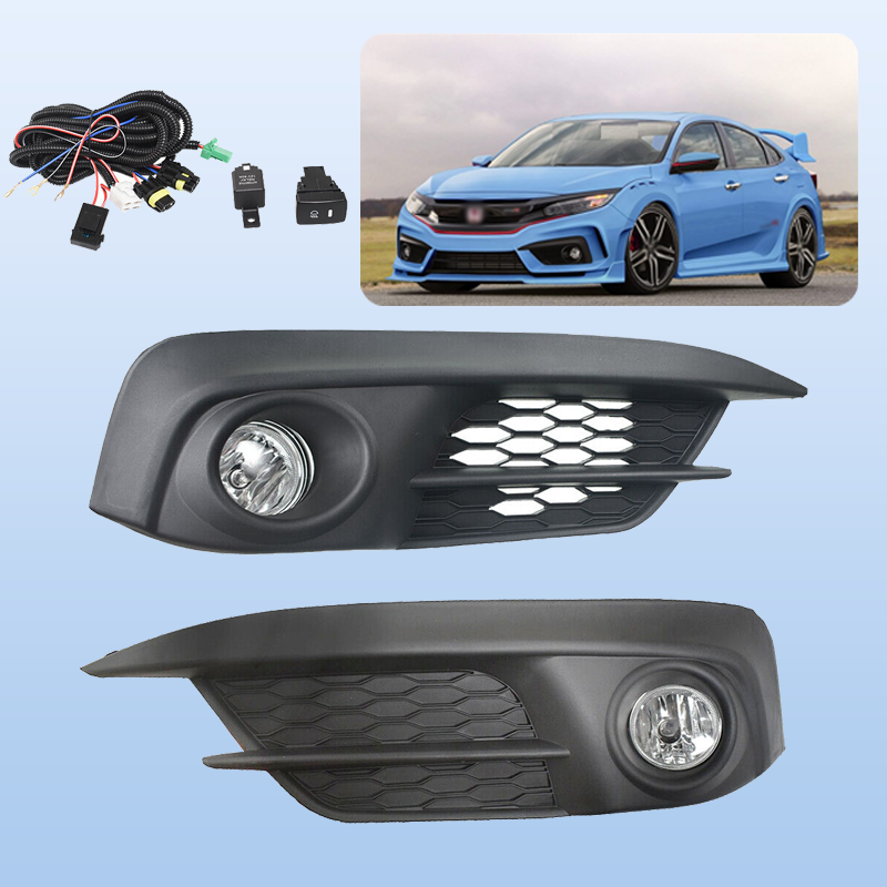 For 2016 2017 2018 Honda Civic Sedan Front Bumper Pair Fog Lights Lamps w/Cover