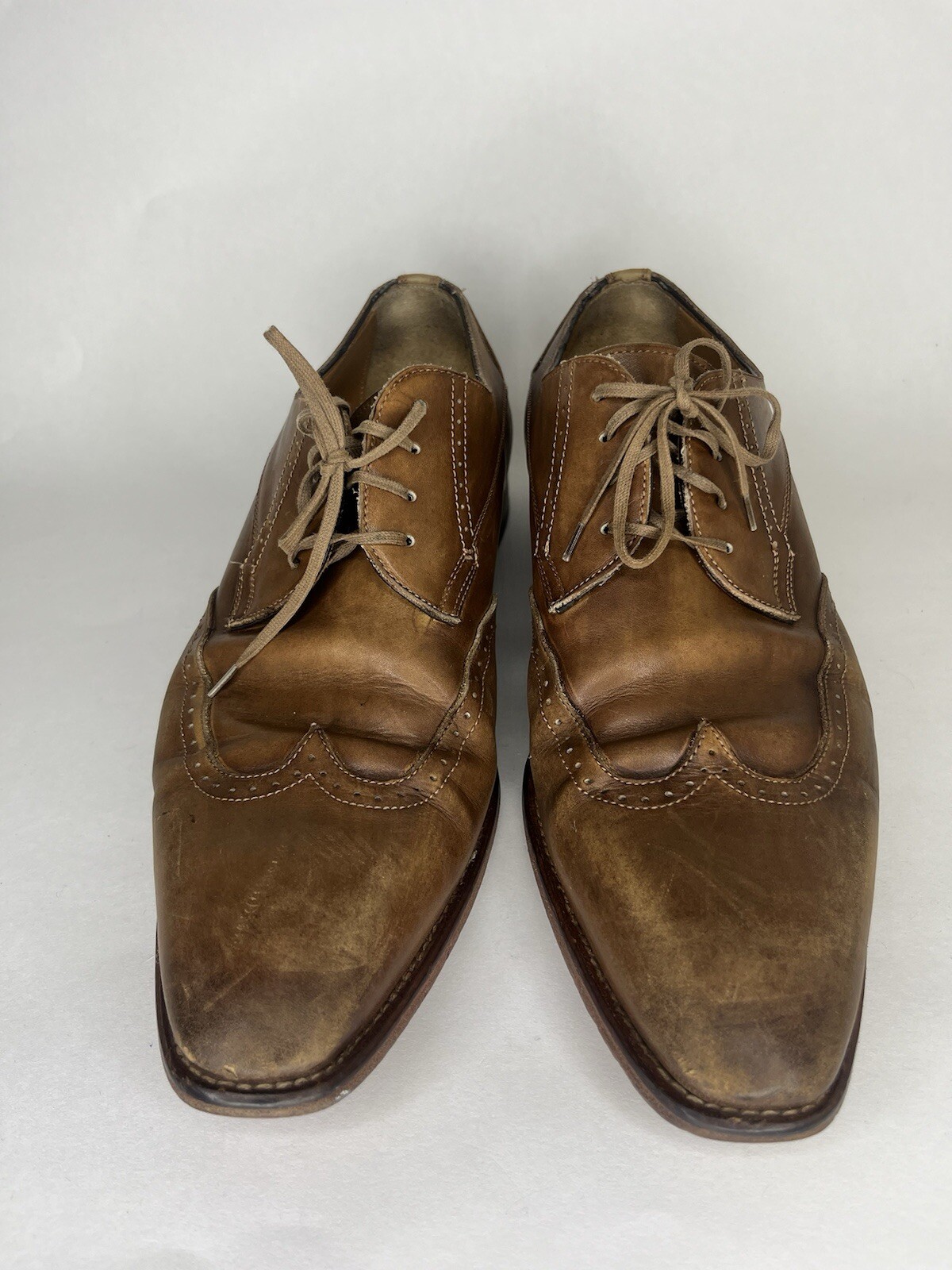 Jose Real Mens Sz 43 (US 10) Brown Leather Oxford Dress Shoes Hand Made In Italy