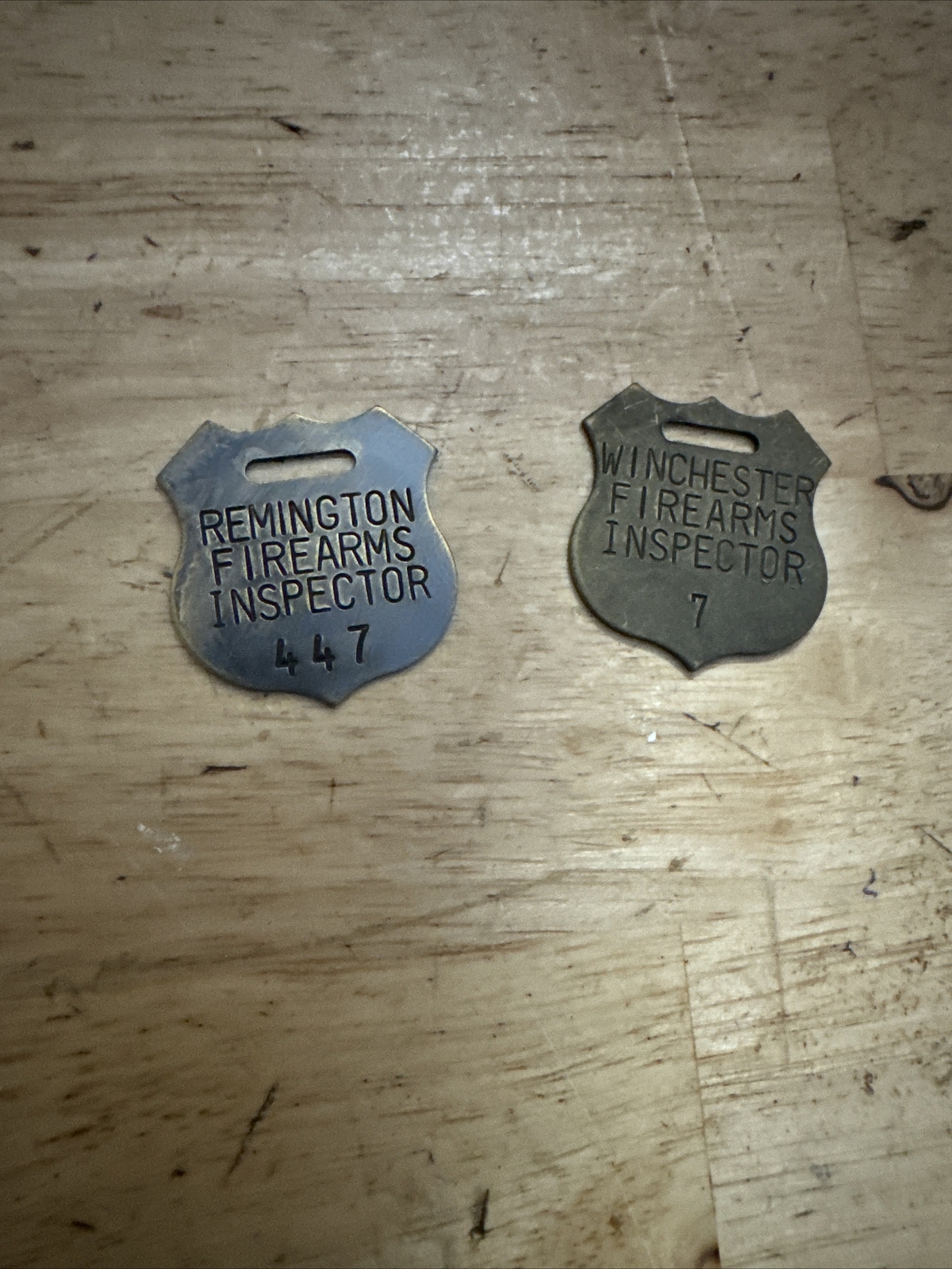 Remington Winchester Firearm Gunsmith Inspector Tag Set Collector METAL BLEMISH