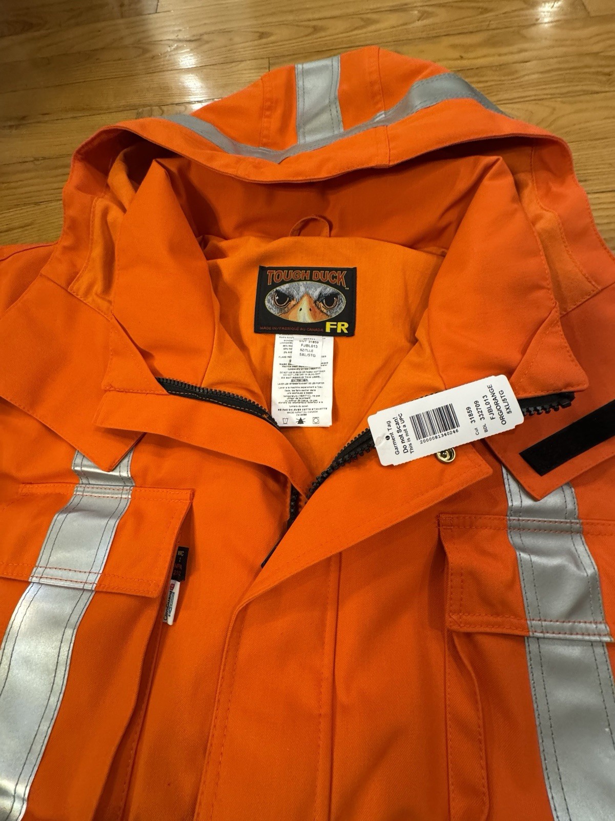 Tough Duck FJBL013 Men's Hi-Vis Hrc2 NFPA Glen Guard Safety Jacket Size 5X NWT