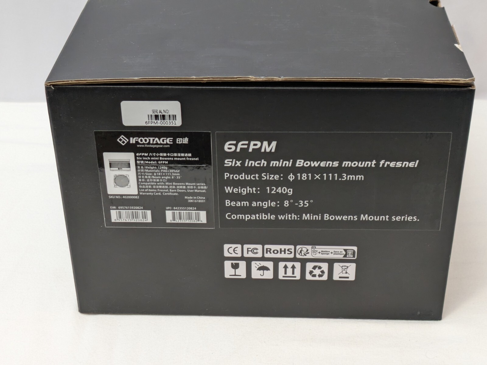 iFootage 6 Inch Mini Bowens Mount Fresnel Spotlight Lens 6FPM 8-35 Degree