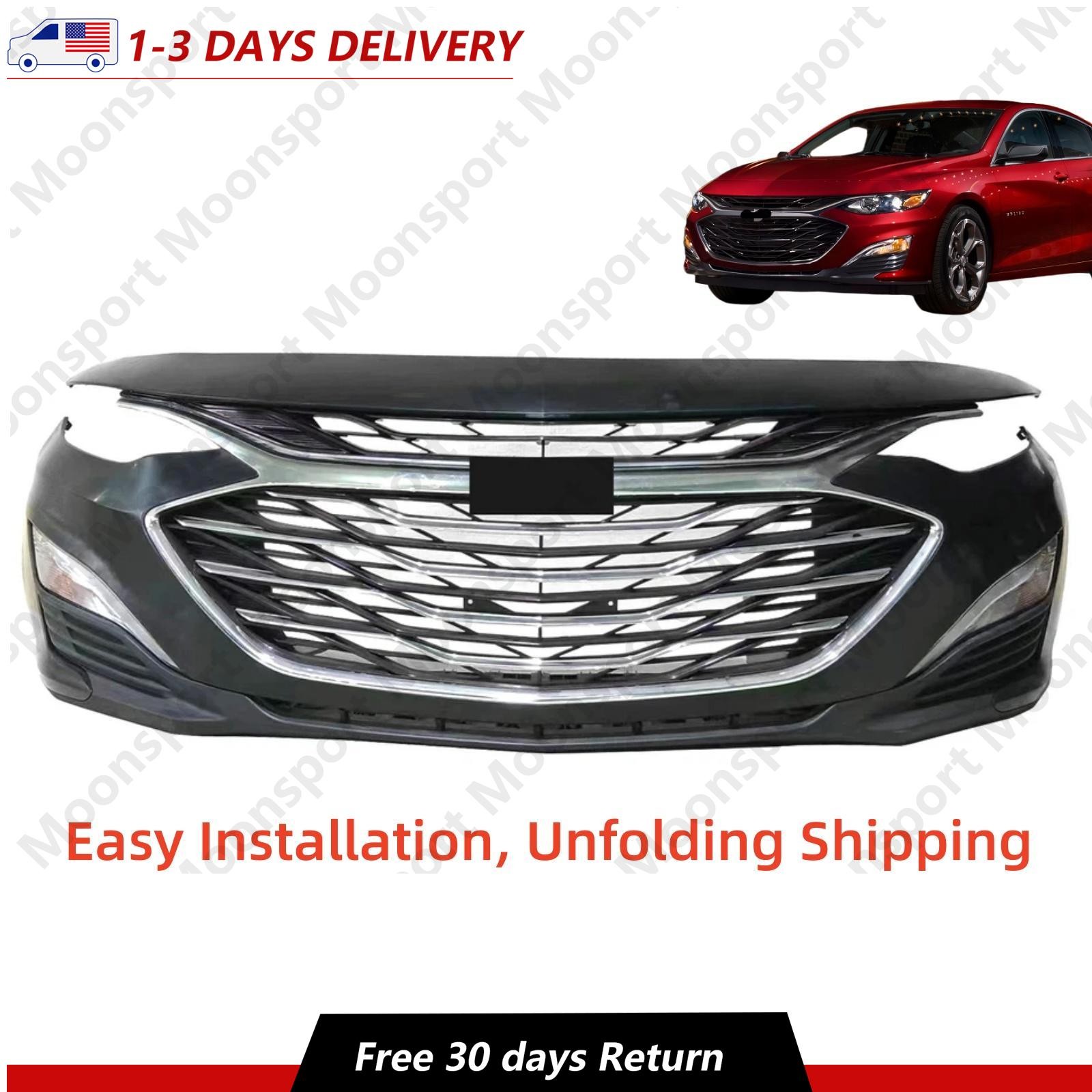Complete Bumper Cover Upper Lower Grille Fog Lights For 2019-2024 Chevy Malibu