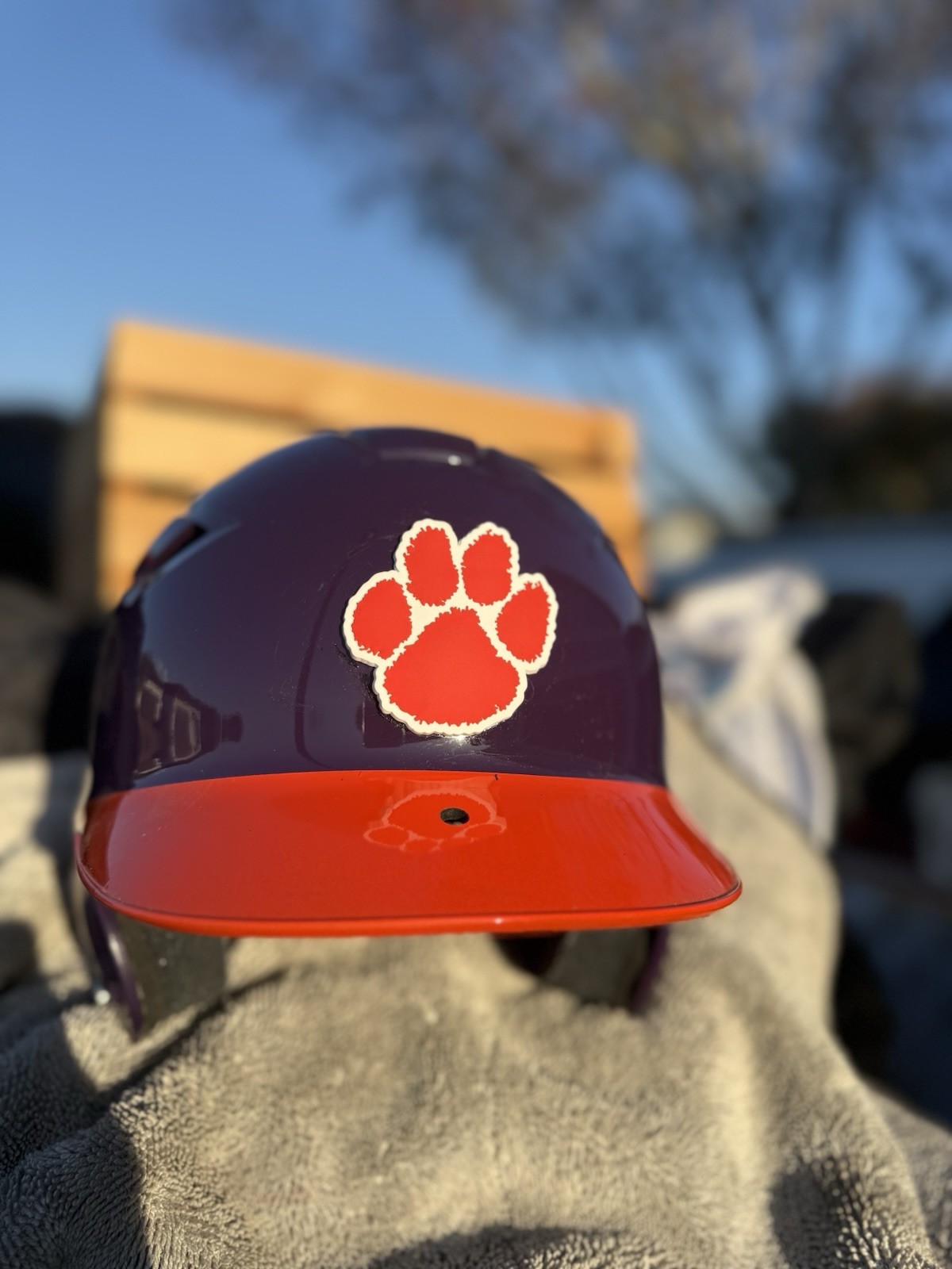 CLEMSON TIGERS CUSTOM SCHUTT SOFTBALL BATTING HELMET USED