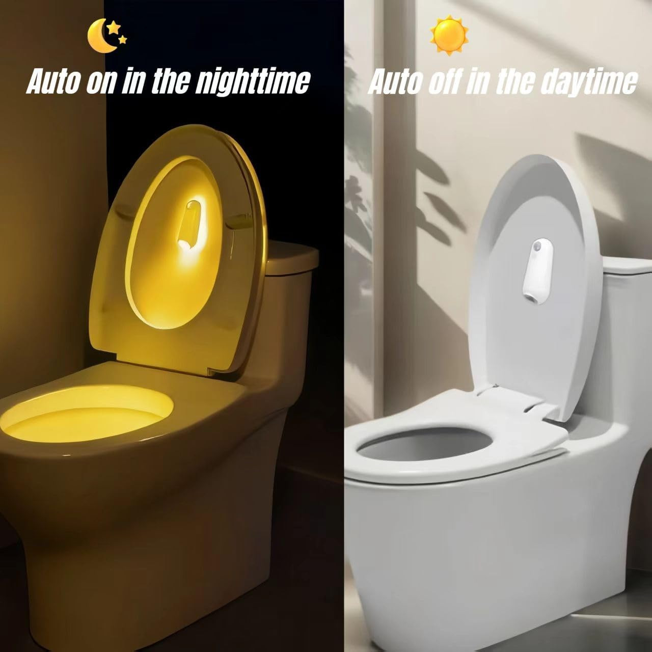 2-Pack Toilet Night Light Motion Sensor Activated, Rechargeable RGB Toilet Bowl