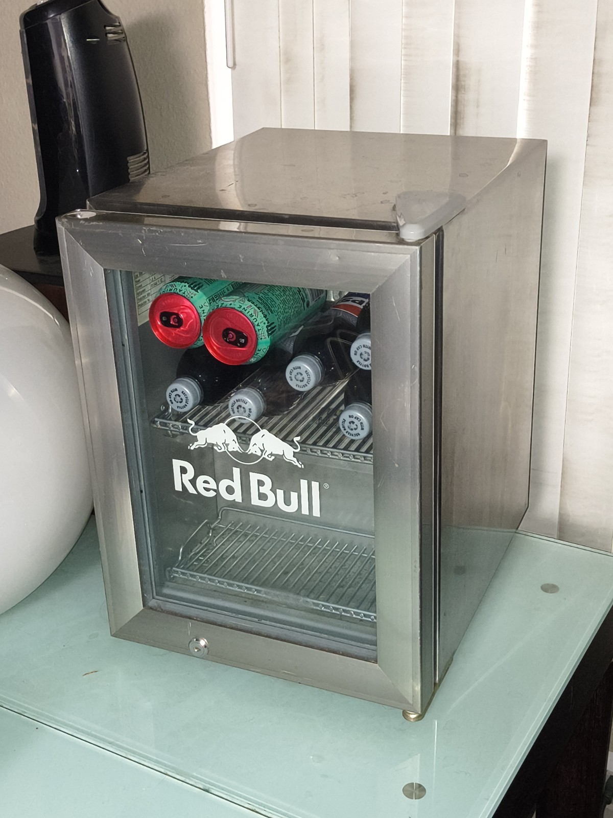 Red Bull Stainless Mini Fridge Refrigerator