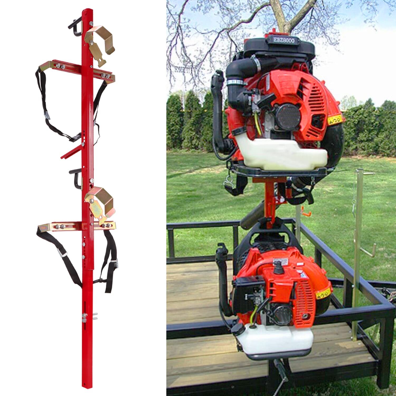 ELITEWILL 3 Place Weedeater Rack & 2 Place Backpack Blower Rack for Open Trailer