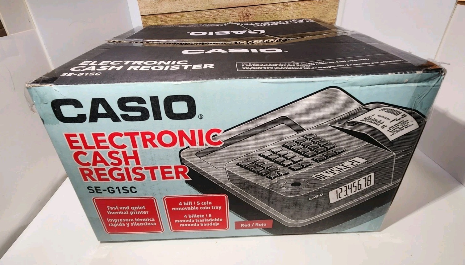 Casio Cash Register RED SE-G1SC New with Keys Manual Electronic Thermal
