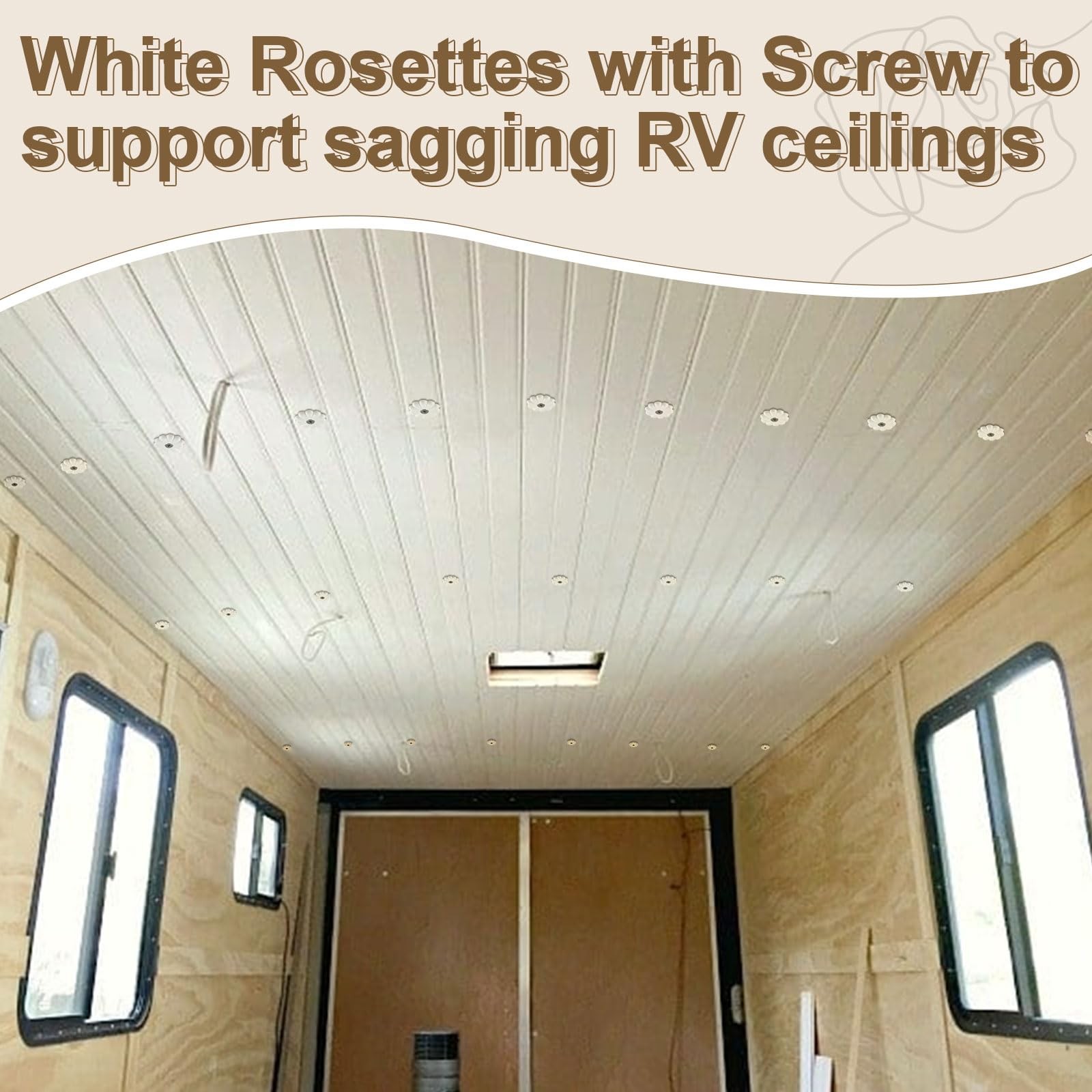 30 Pack Rosette Washers with Screws, Mobile Home/RV Ceiling Rosette Buttons, ...