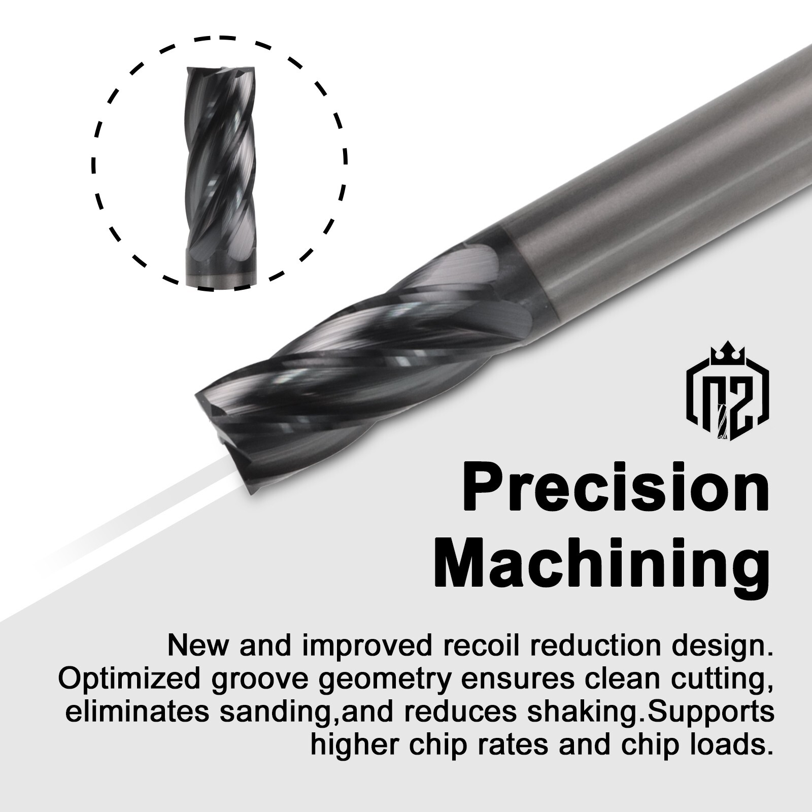 1PCS 1/2" 5 FLUTE CARBIDE END MILL - SQUARE END - AlTiN Coated