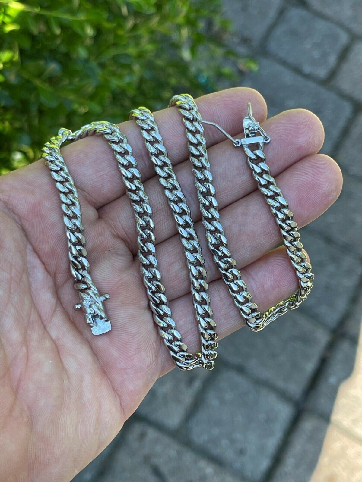 Real Solid Stainless Steel Miami Cuban Link Chain Necklace Or Bracelet Box Clasp