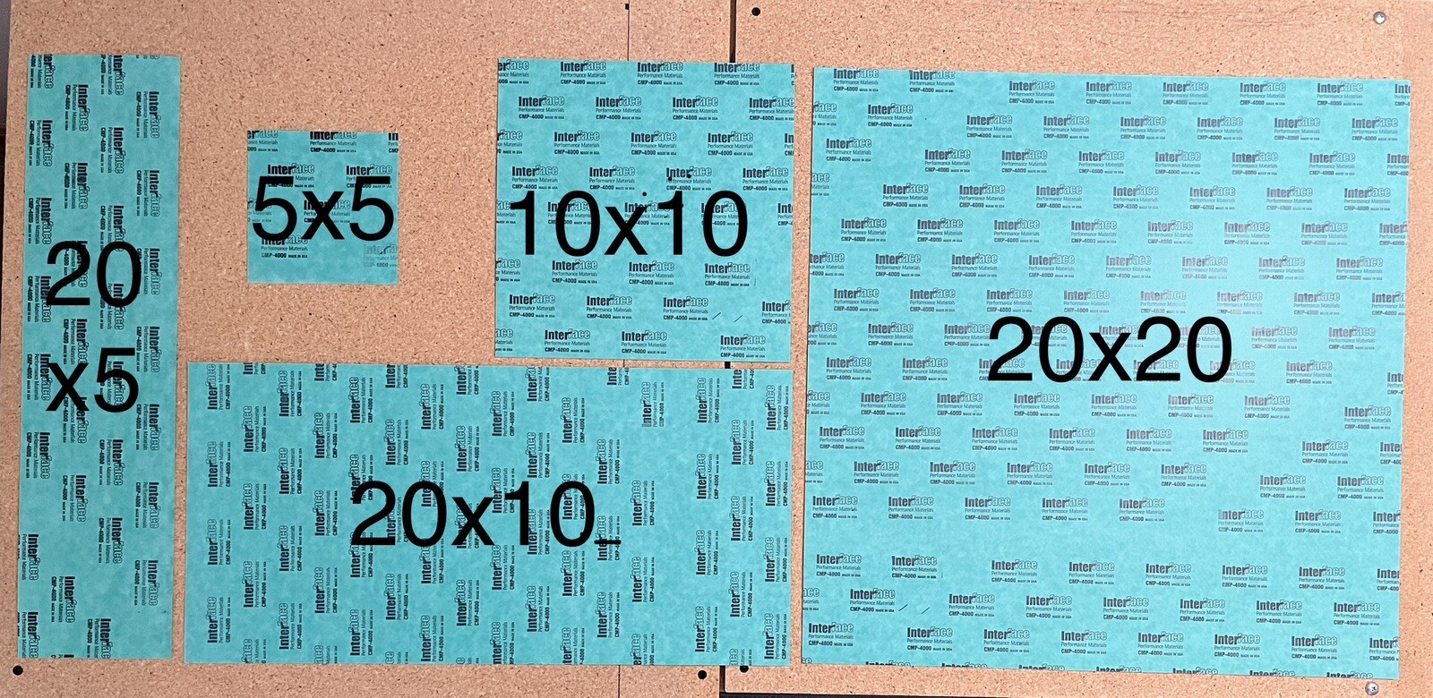 .020" Thickness Interface Solutions CMP-4000 gasket material in various sizes