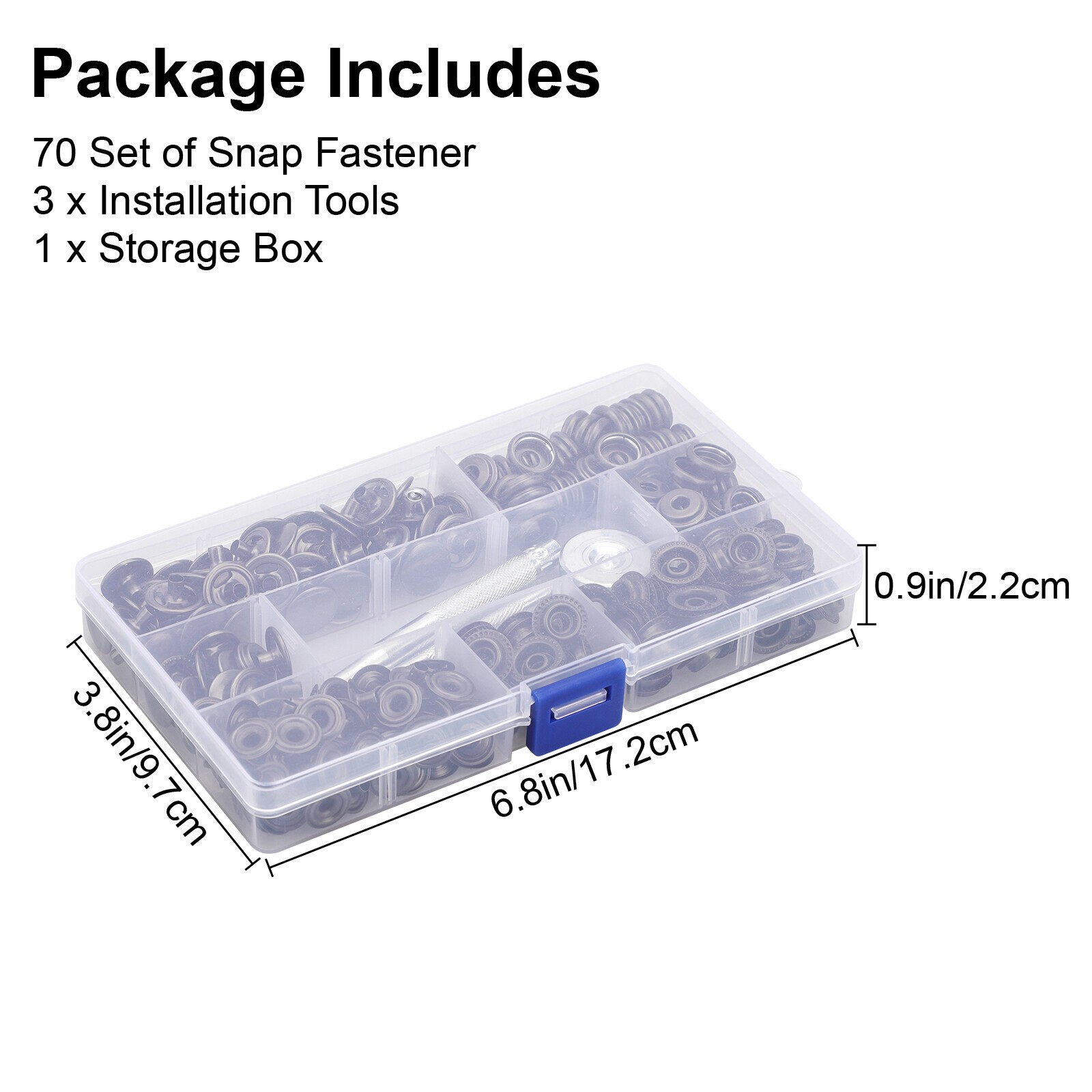 For Leather Craft 70 Sets 15mm 5/8" Heavy Duty Snap Fasteners Kit Metal Button