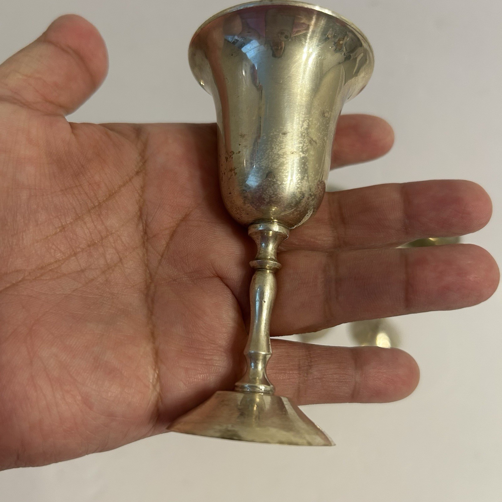 Set of Six Vintage Silver Plate Wine Goblets 1oz Made In India EUC