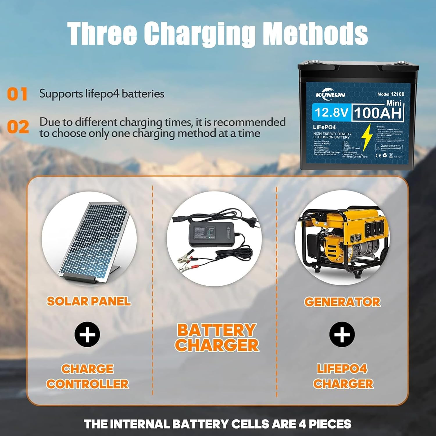 12V 100AH LiFePO4 Lithium Battery Deep Cycle BMS for Solar Panel RV Off-grid US
