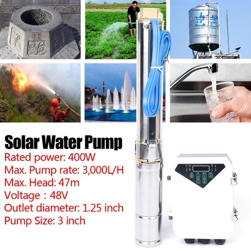 Solar Water Pump Submersible Deep Well Pump 48V DC Max Pump Rate 3,000l/H USA