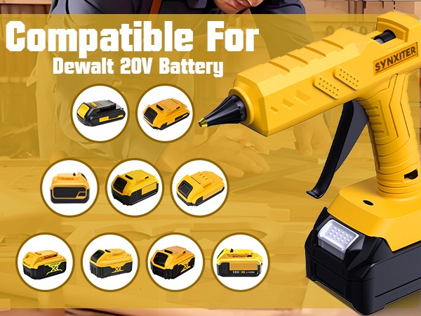 Hot Melt Glue Gun Cordless For Dewalt 20V Max Li-Ion Battery w/10X Sticks DCB200