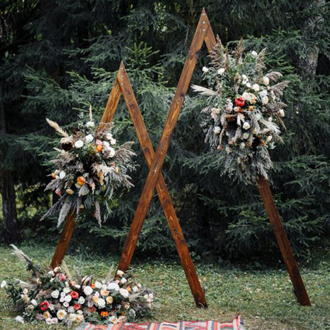 2PCS Nesting Triangle Wood Wedding Arches Arbor Floral Archway Backdrop Stand US