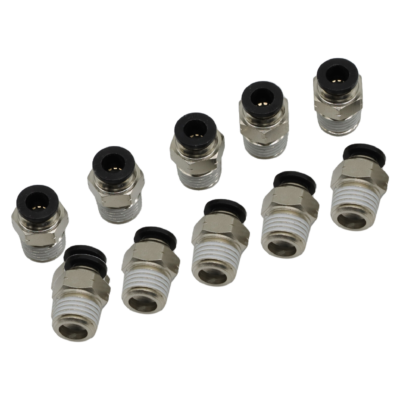 1/4" OD Tube X 1/4" NPT Pneumatic Fitting, Push to Connect Air Fitting (Qty 10)
