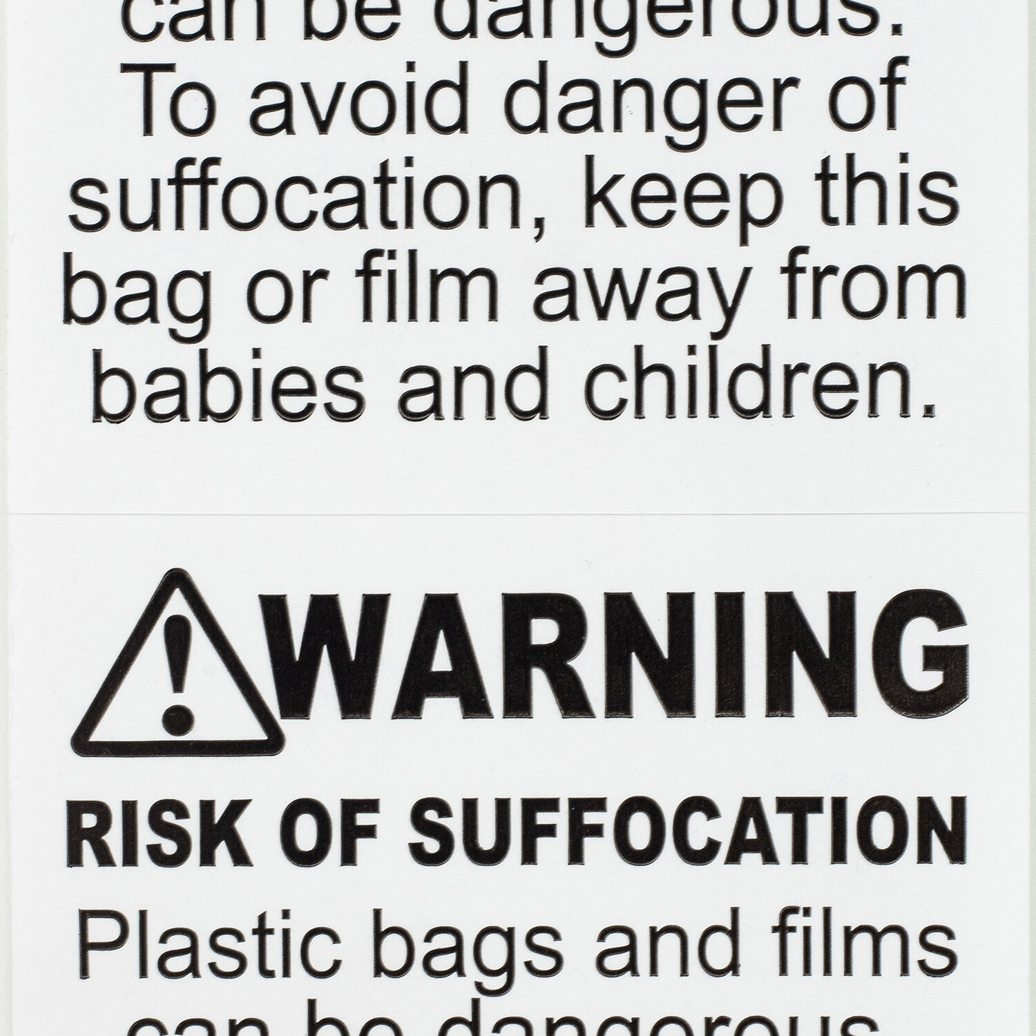 SUFFOCATION WARNING Labels/Stickers (2 x 2) - FBA Approved - (1) Roll of 500