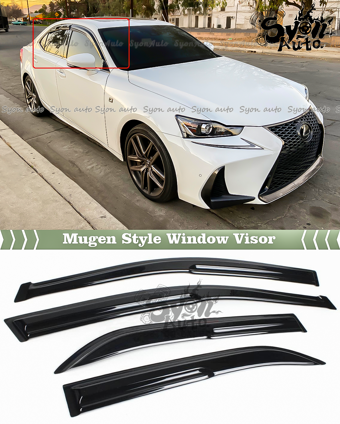 FITS 14-2020 LEXUS IS 200t 300 JDM MUGEN STYLE WINDOW VISOR RAIN GUARD DEFLECTOR