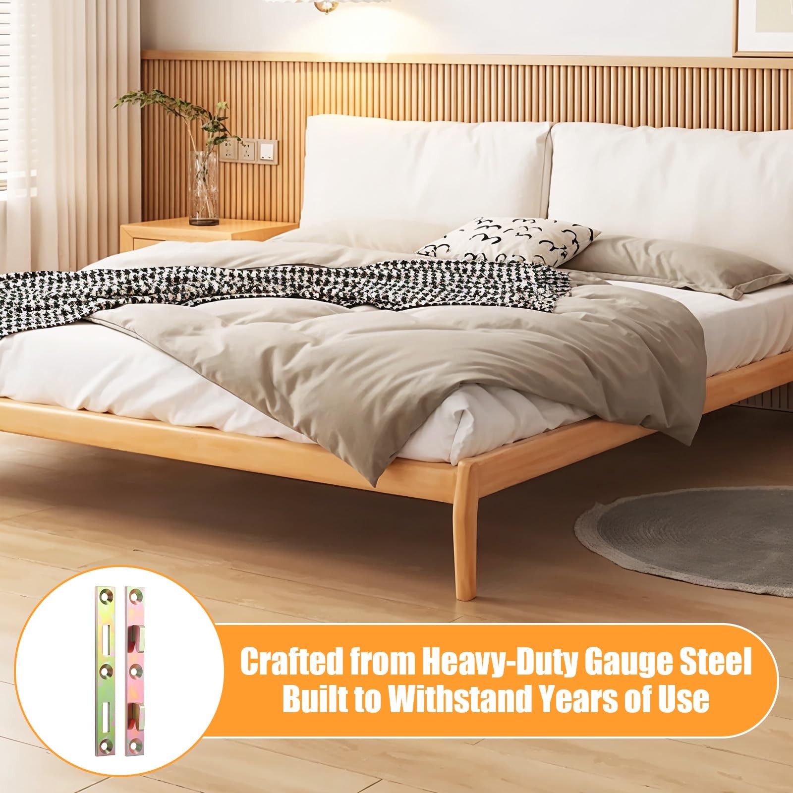 AojSup 8 Sets Metal Bed Rail Fasteners, 5 Inch Heavy Duty Gold