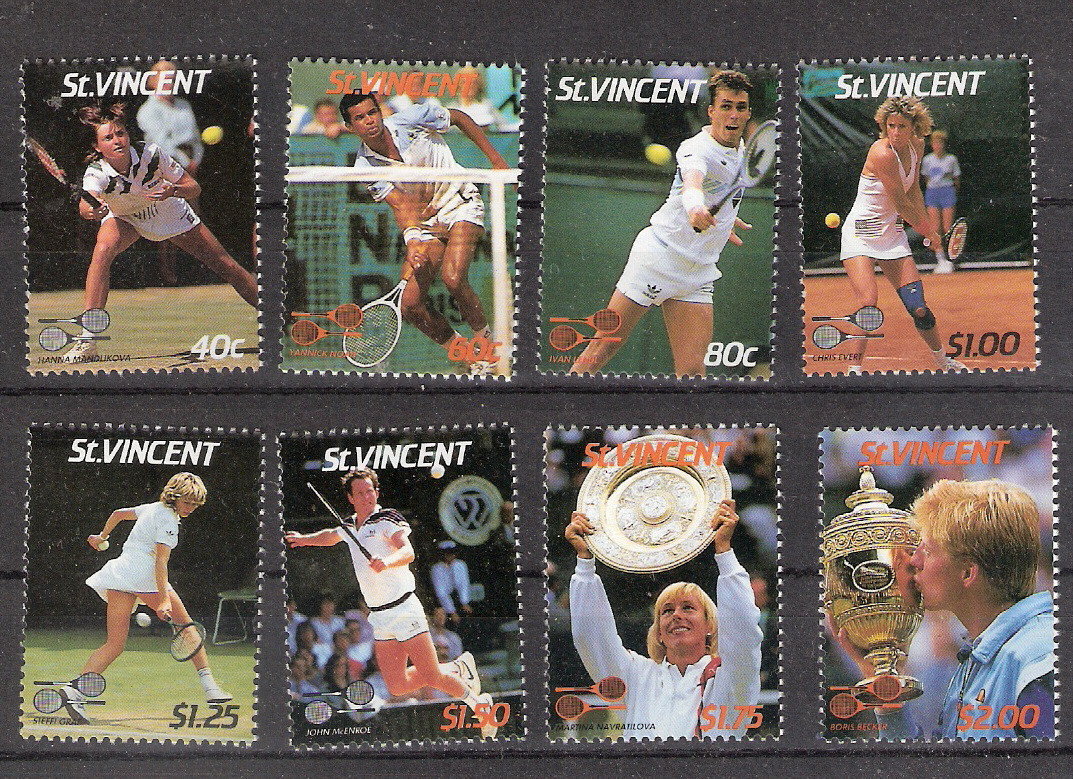 St Vincent 1987 Wimbledon Tennis Championships MNH (SC# 988-995)