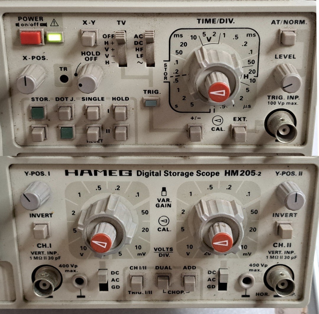 HAMEG HM205-2 20MHz 2CH Analog/Digital Storage Oscilloscope Tested & Complete