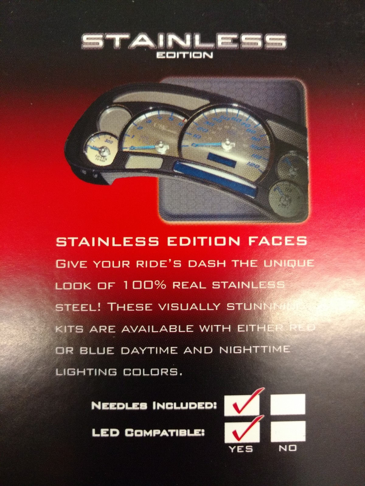 US Speedo Stainless Steel Gauge Face Kit Blue Text & Matching Pointers GM 03-06