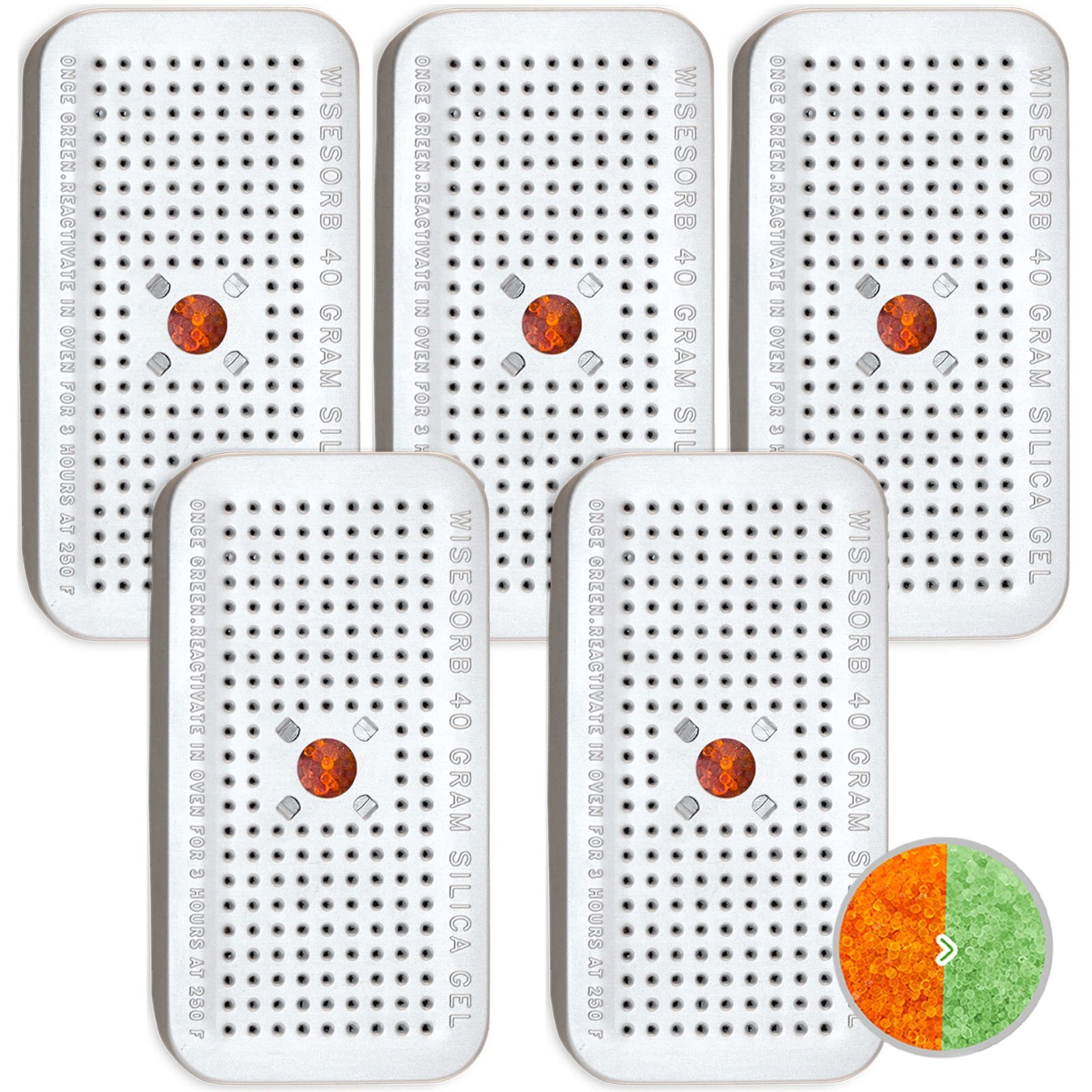 40Gram Silica Gel Canister Reusable Indicating Desiccant Dehumidifier 5 Pack