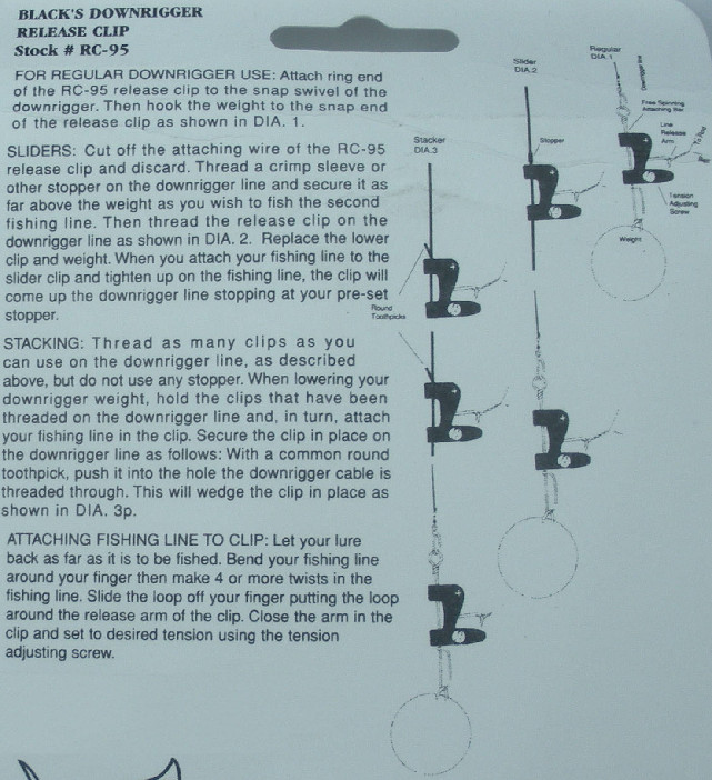 Blacks RC-95 Downrigger Release Clip With Snap
