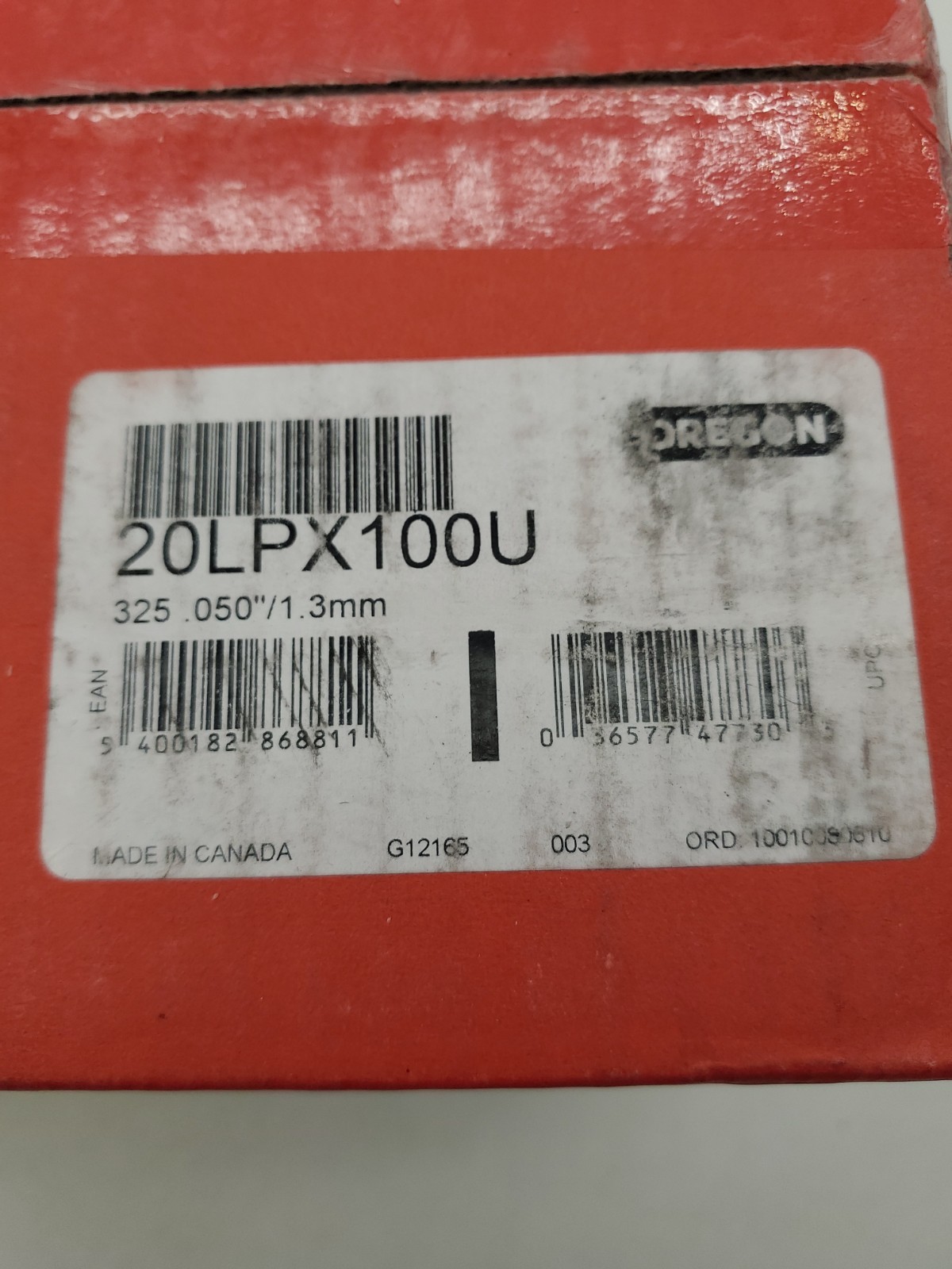 Oregon Chainsaw Chain 100ft. Roll, 0.325Inch Pitch, 0.050Inch Gauge, Model 20LPX