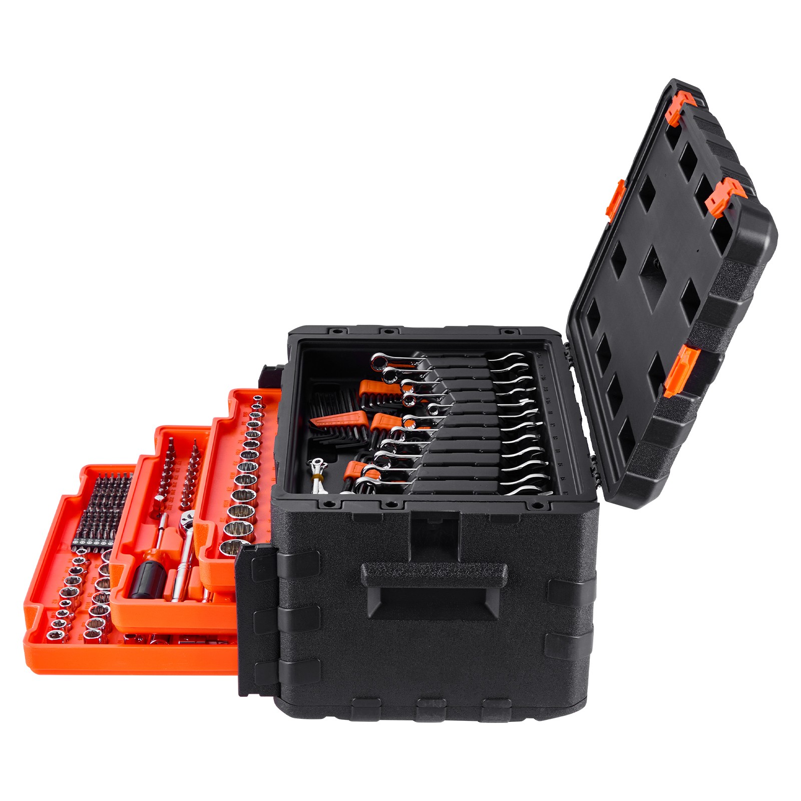 Mechanics Tool Set Socket Set 450Pcs 1/4 3/8 1/2 in Drive Orange Drawer
