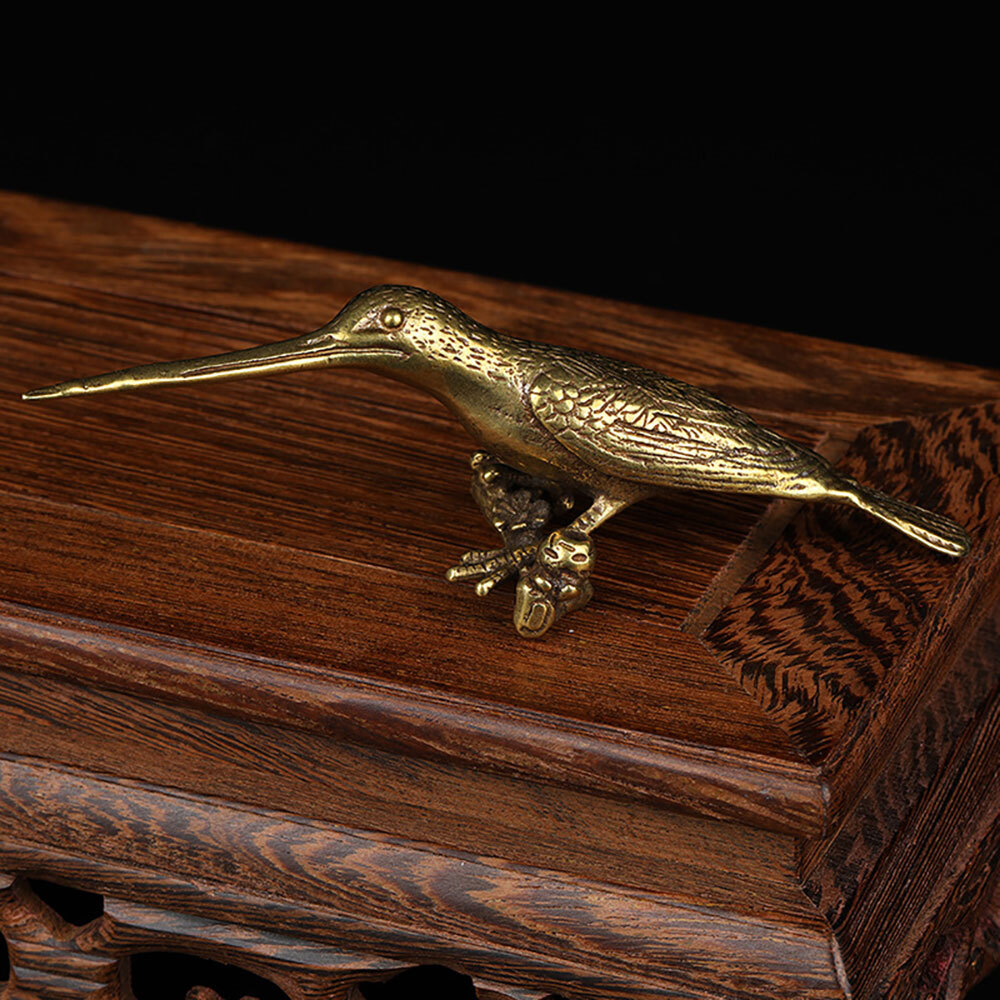Small Solid Brass Bird Figurines Antique Statue Hummingbird Tea Knife Home Decor