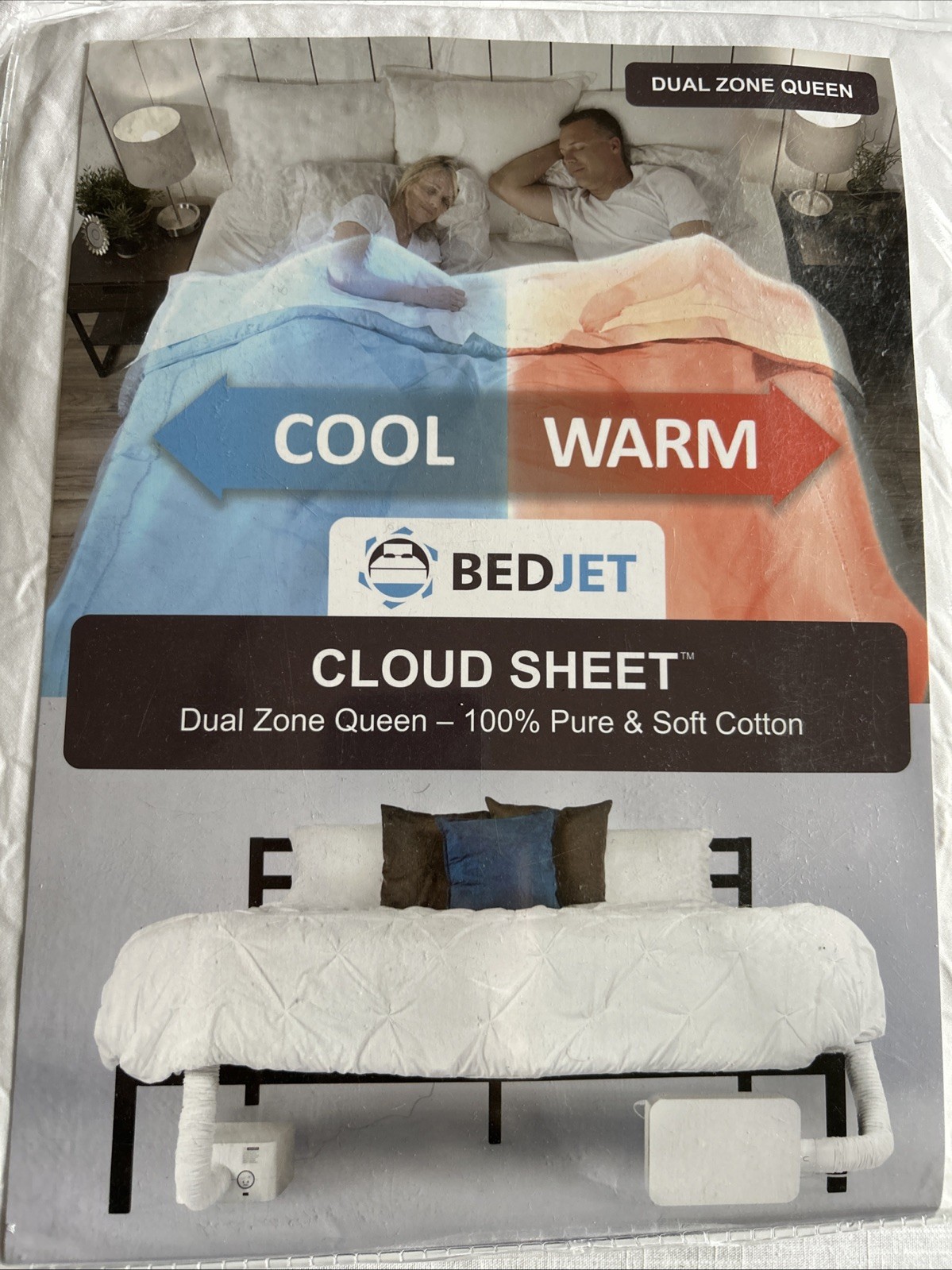 BedJet Cloud Sheet Dual Zone Queen 100% Cotton Cooling & Warming Climate Control