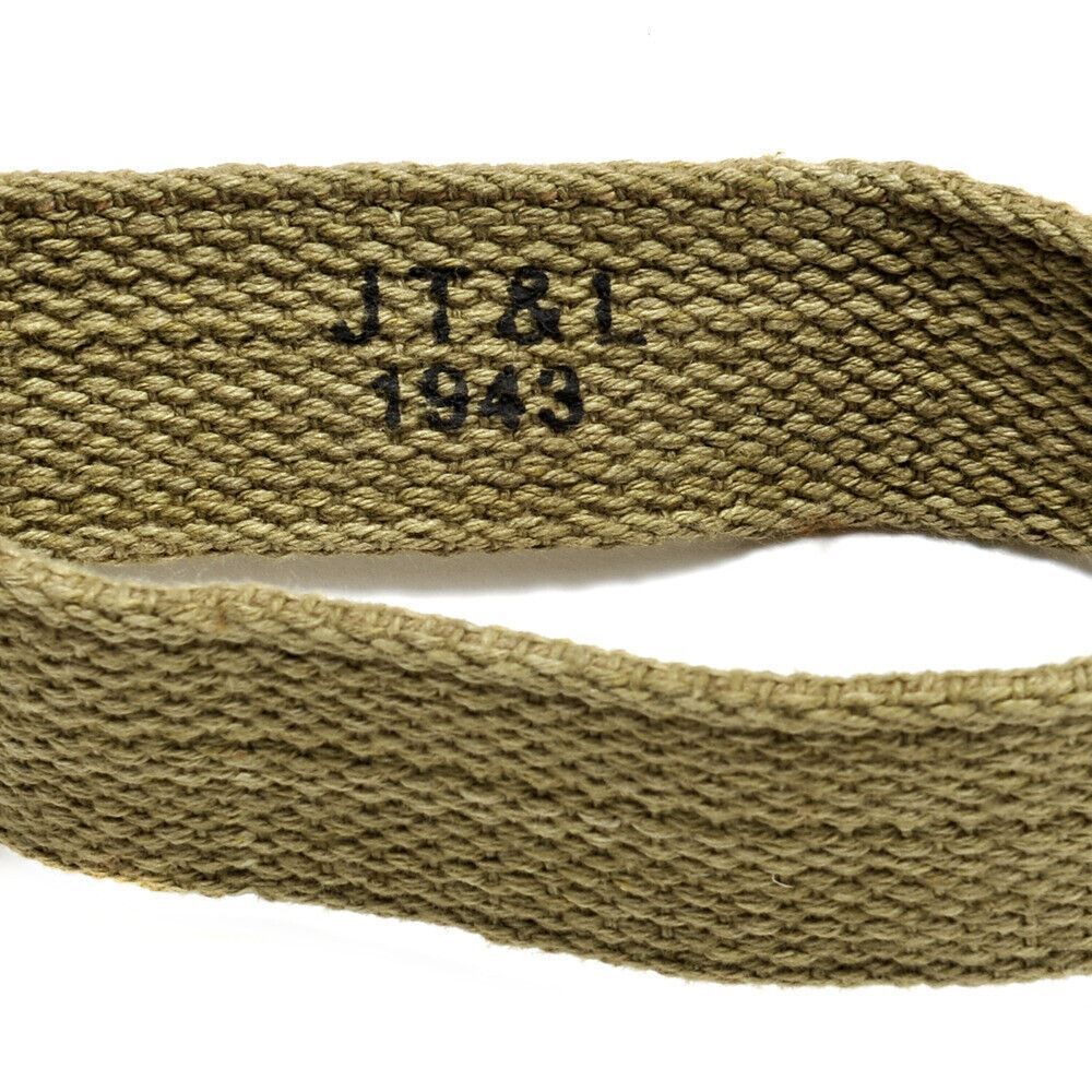 M1 GARAND CANVAS RIFLE SLING with Correct WW2 Hardware Lt. OD marked JT&L 1943