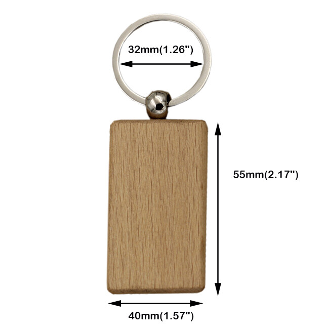 10pcs Rectangle Wood Keychain Engraving Blank Diy Tags Wood Accessories Gifts