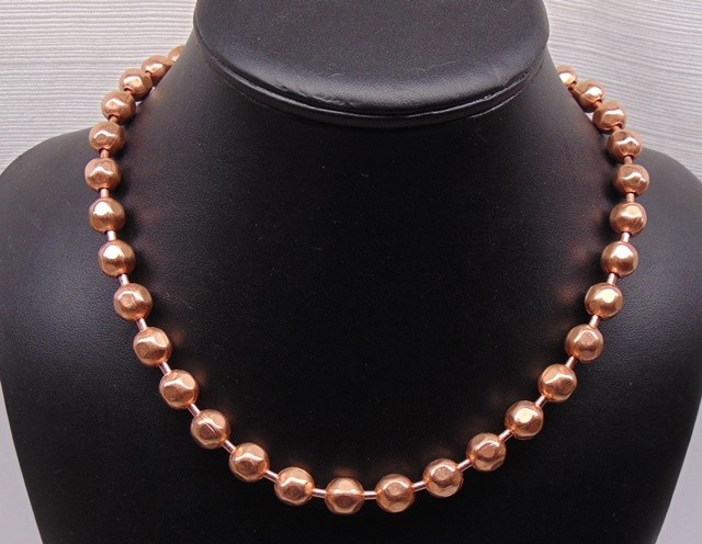 Statement Size COPPER BALL CHAIN Necklaces 9.5mm Round + Faceted Bead ~ XL
